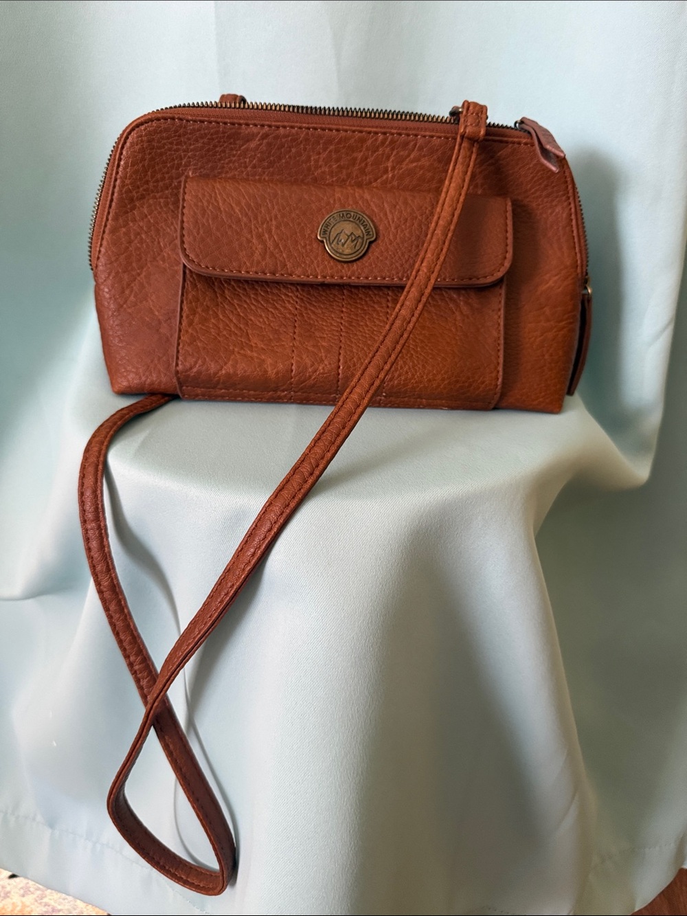 White Mountain Rust Brown Pebbled Leather Crossbody Bag